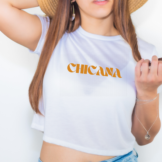 White CHICANA Crop Top